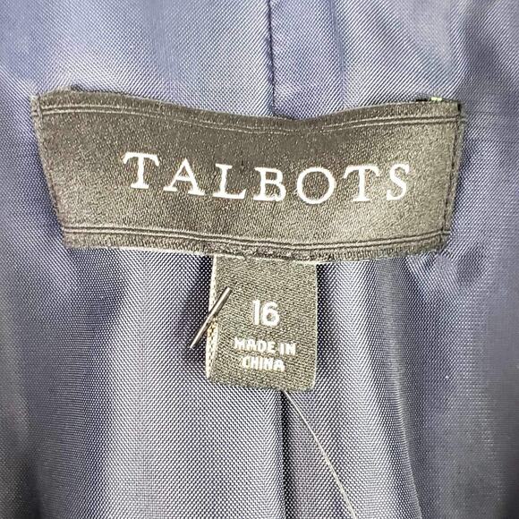 Talbots Blazer Women's Plus Size 16 Blue Dupioni Silk Wool Pockets Jacket New - Picture 7 of 8